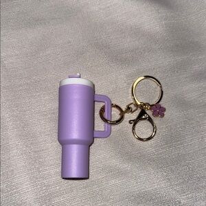 Purple Mini Tumbler Keychain with Gold Accents